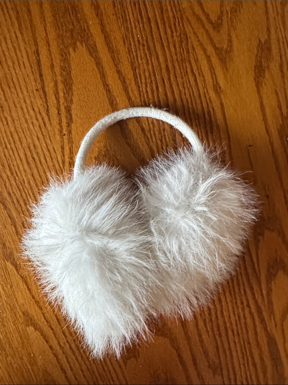 Urban Outfitters White Faux Fur Heart Earmuffs